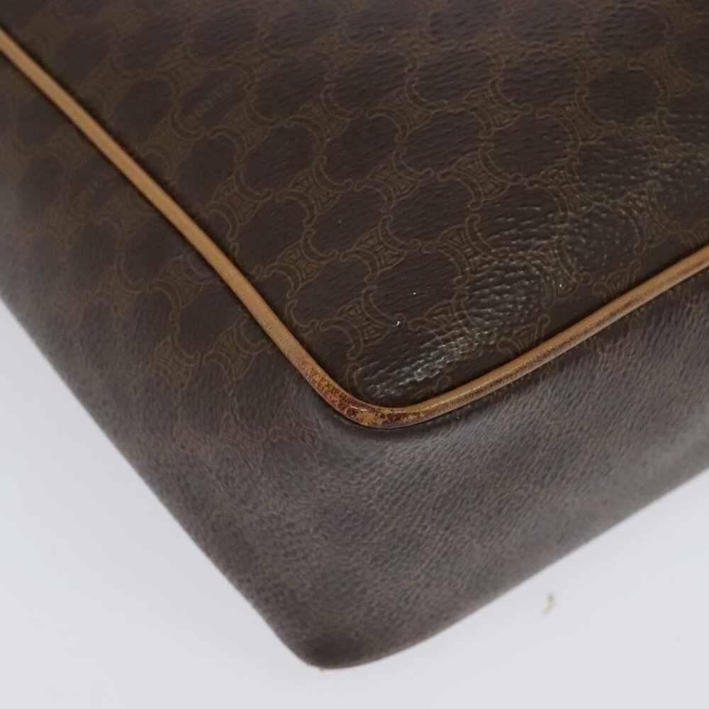 Authentic CELINE Macadam Canvas Shoulder Bag PVC Leather Brown Gold - Picture 7 of 16